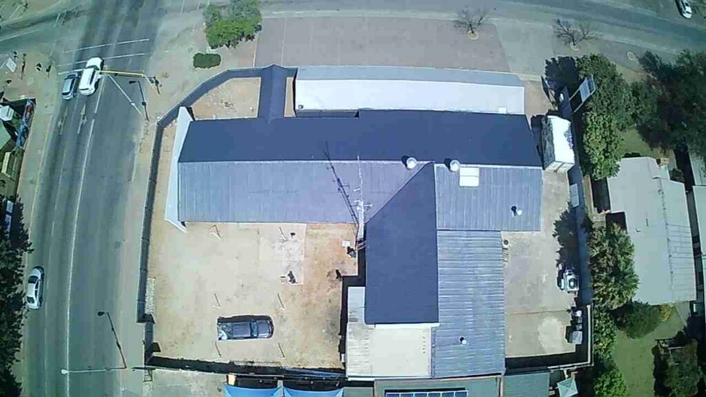 Commercial roof after waterproofing, seen from above